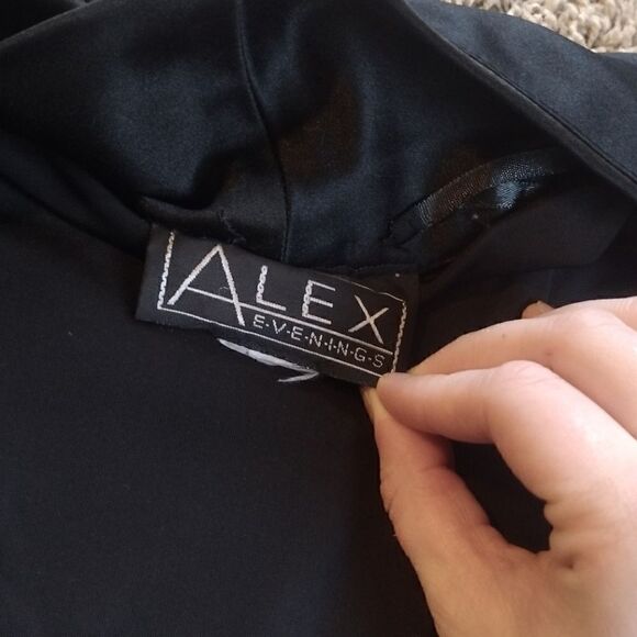 Alex Evenings Women's Solid Black Velvet Textured Open Front Cardigan Cover up - Picture 5 of 15